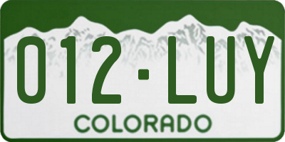 CO license plate 012LUY