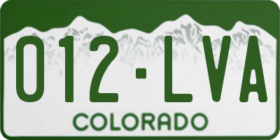 CO license plate 012LVA