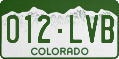 CO license plate 012LVB