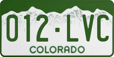 CO license plate 012LVC