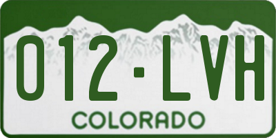 CO license plate 012LVH