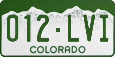 CO license plate 012LVI