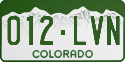 CO license plate 012LVN