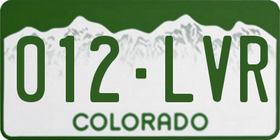 CO license plate 012LVR