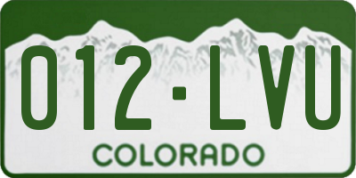 CO license plate 012LVU