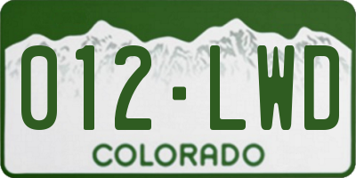 CO license plate 012LWD