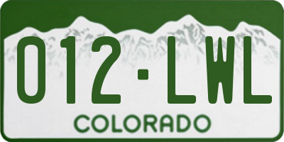 CO license plate 012LWL