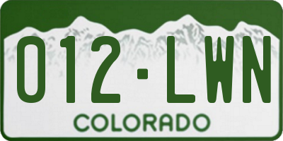 CO license plate 012LWN