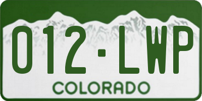 CO license plate 012LWP