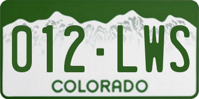 CO license plate 012LWS