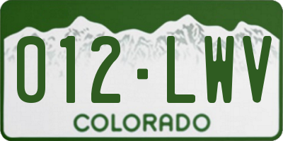 CO license plate 012LWV