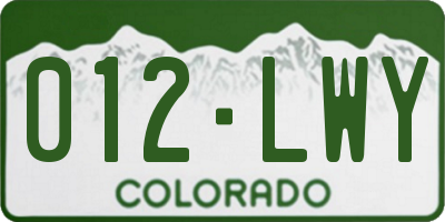 CO license plate 012LWY