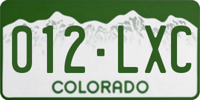 CO license plate 012LXC