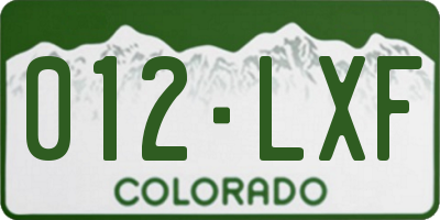 CO license plate 012LXF