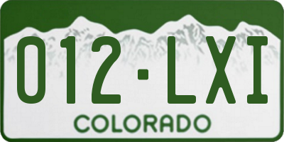 CO license plate 012LXI