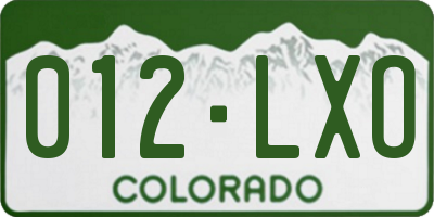 CO license plate 012LXO