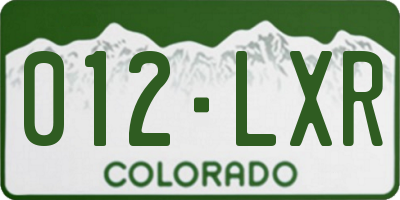 CO license plate 012LXR