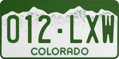 CO license plate 012LXW