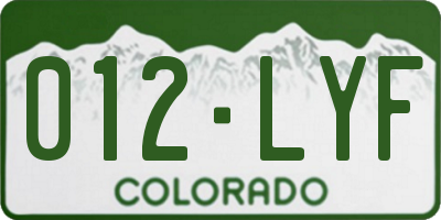 CO license plate 012LYF