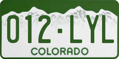 CO license plate 012LYL