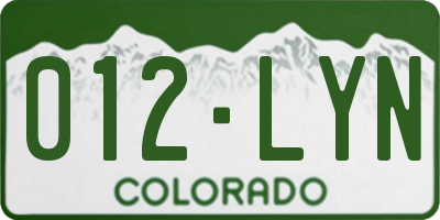 CO license plate 012LYN