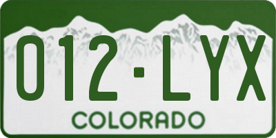 CO license plate 012LYX