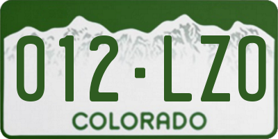 CO license plate 012LZO