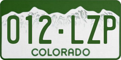 CO license plate 012LZP