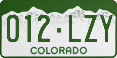 CO license plate 012LZY