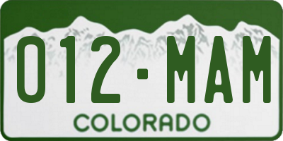 CO license plate 012MAM