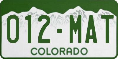 CO license plate 012MAT