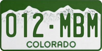 CO license plate 012MBM