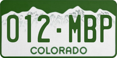 CO license plate 012MBP