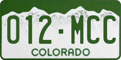 CO license plate 012MCC