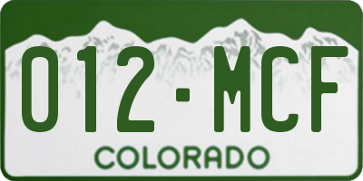 CO license plate 012MCF