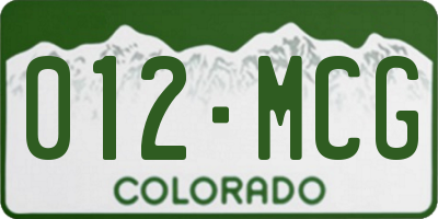 CO license plate 012MCG