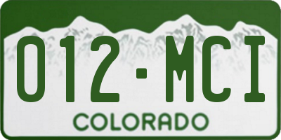 CO license plate 012MCI
