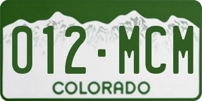 CO license plate 012MCM