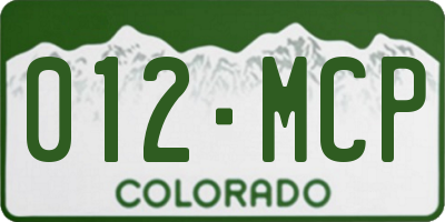 CO license plate 012MCP