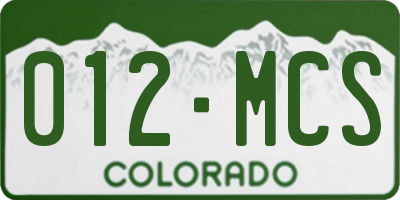 CO license plate 012MCS