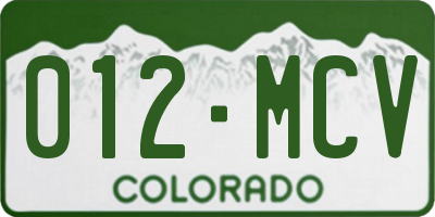 CO license plate 012MCV