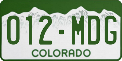 CO license plate 012MDG