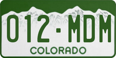 CO license plate 012MDM