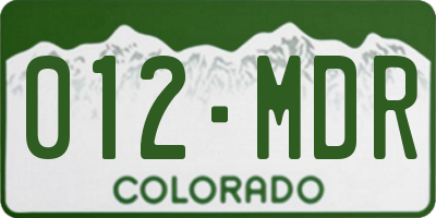 CO license plate 012MDR