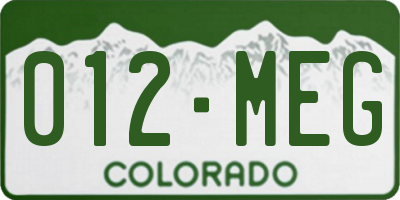 CO license plate 012MEG