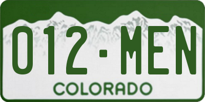 CO license plate 012MEN