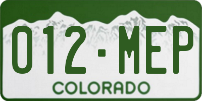 CO license plate 012MEP