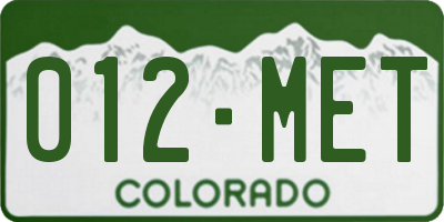 CO license plate 012MET