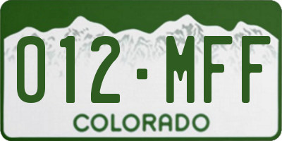 CO license plate 012MFF