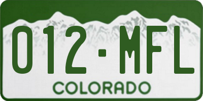 CO license plate 012MFL